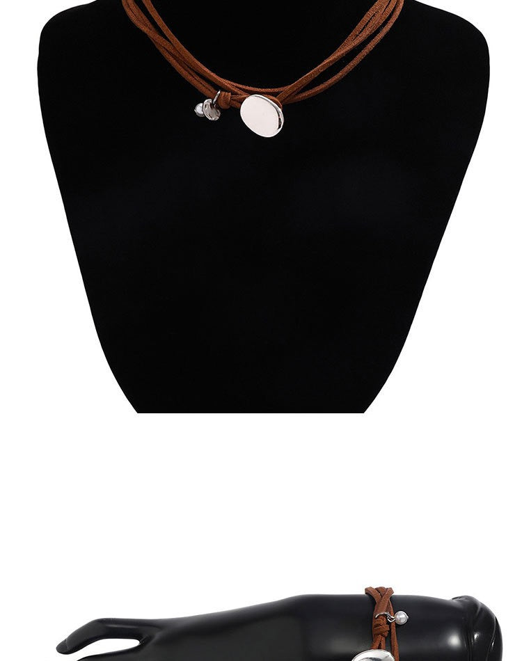 Double Layer Wrap Necklace|Korean Velvet Choker Collarbone Chain|Retro Minimalist High-End Pendant Necklace for Women