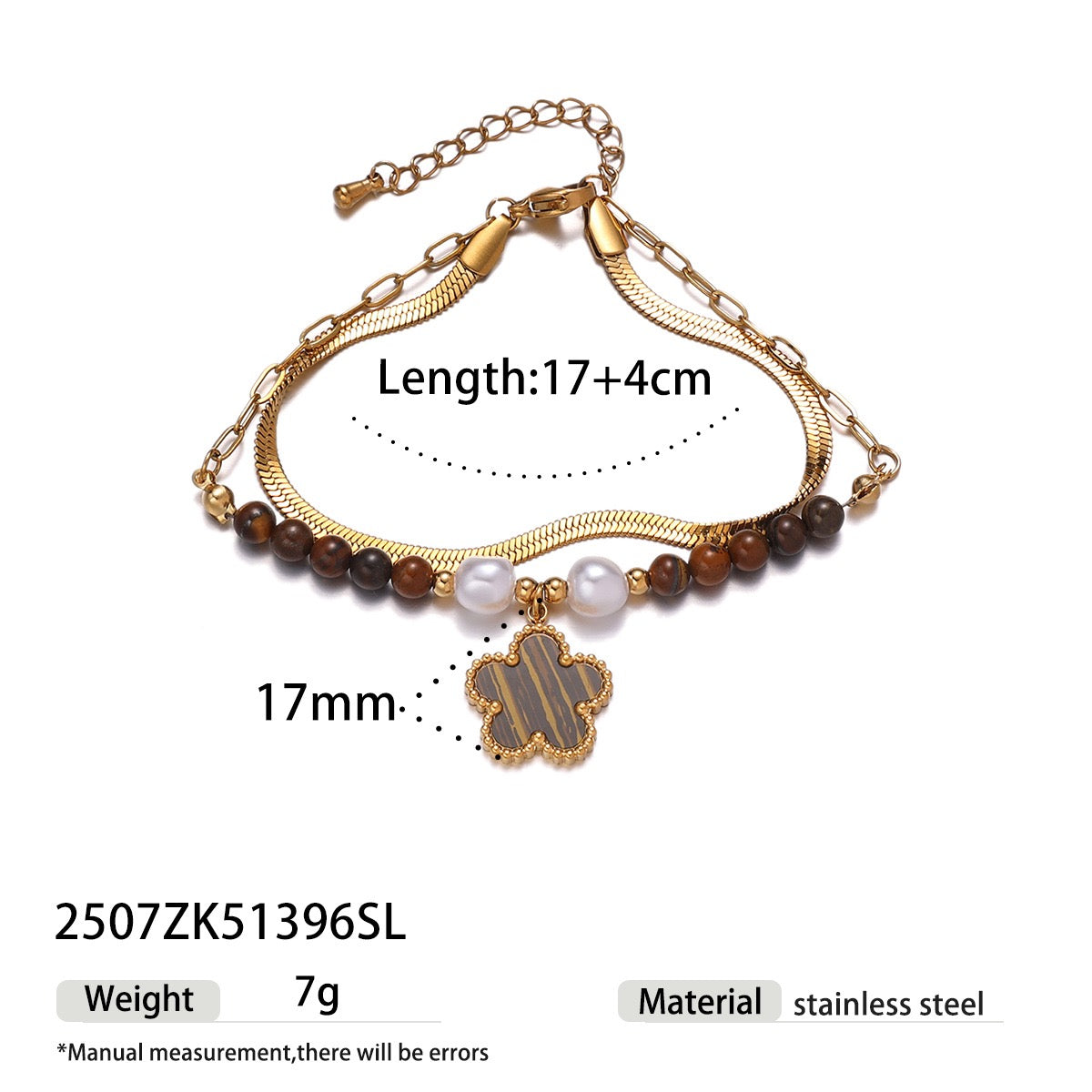Tayna | Minimalist Stainless Steel Charm Bracelet with Clover & Sun Cuban Link