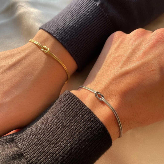 Eternal Knot Gold-Tone Adjustable Bracelet for Women | Dainty Couples Chain Link Bracelet