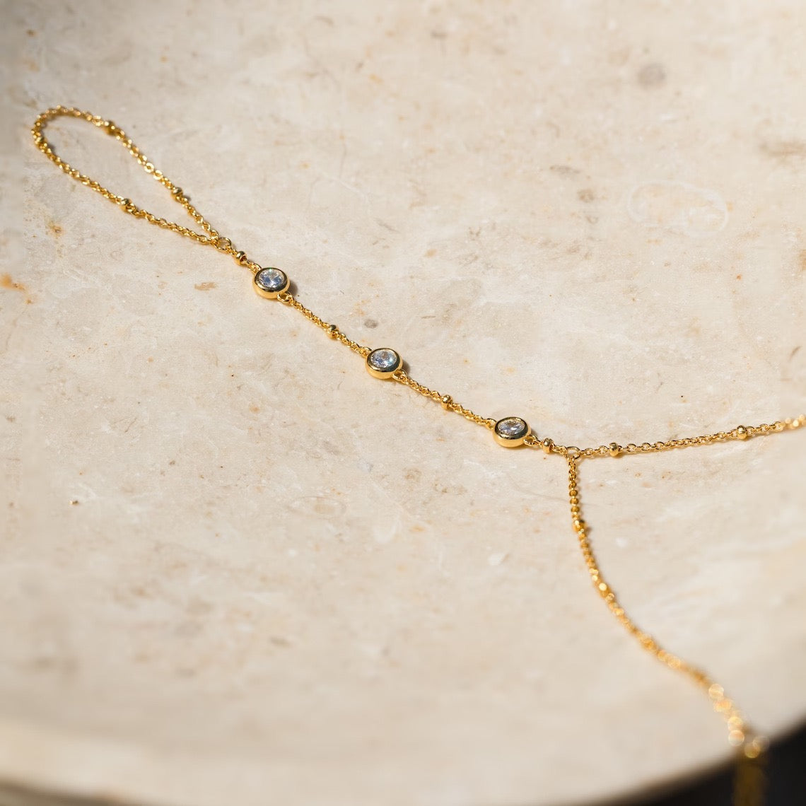 Bohemian Finger-to-Hand Chain Bracelet with Crystals - Tribal Style Metal Finger Wrap Hand Harness for Music Festival