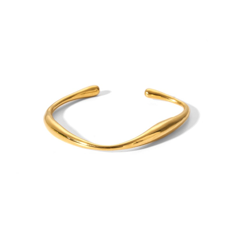 Ins Style Hexagram Star Charm Bangle Bracelet for Women, 18K Gold Plated Stainless Steel with Zircon