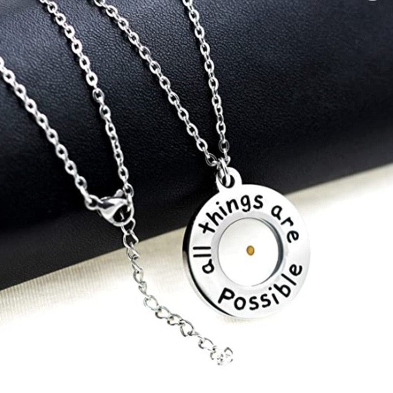 Faith as a Mustard Seed" Necklace in Stainless Steel - Inspirational Jewelry Gift