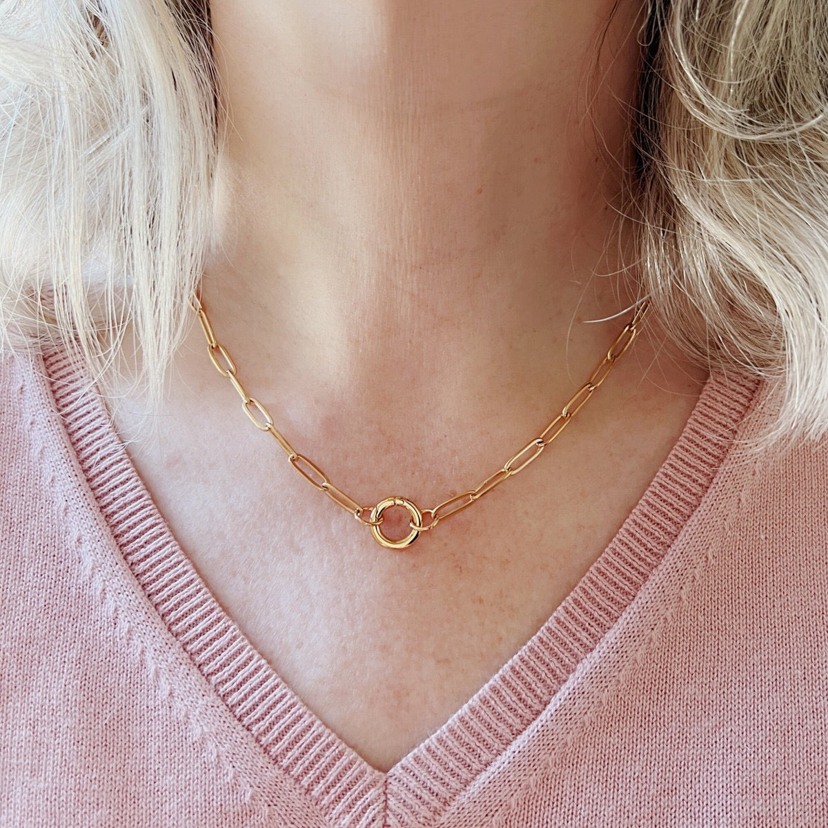 The Modular Link System | Stainless Steel Paperclip & Circle Pendant Necklace for Customizable Layering
