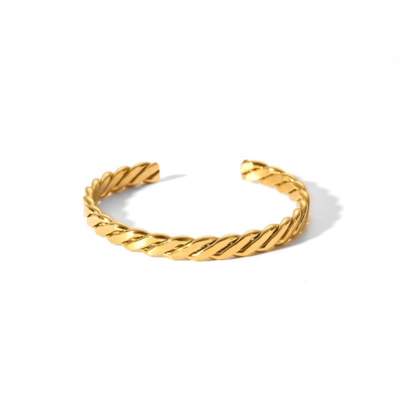 Ins Style Hexagram Star Charm Bangle Bracelet for Women, 18K Gold Plated Stainless Steel with Zircon