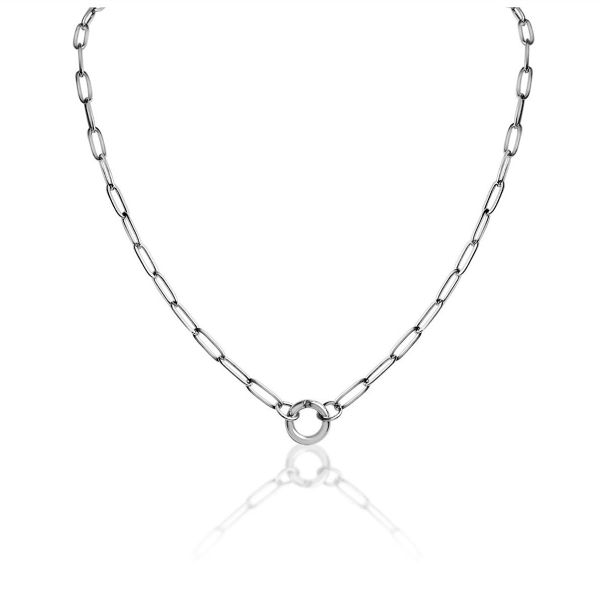 The Modular Link System | Stainless Steel Paperclip & Circle Pendant Necklace for Customizable Layering