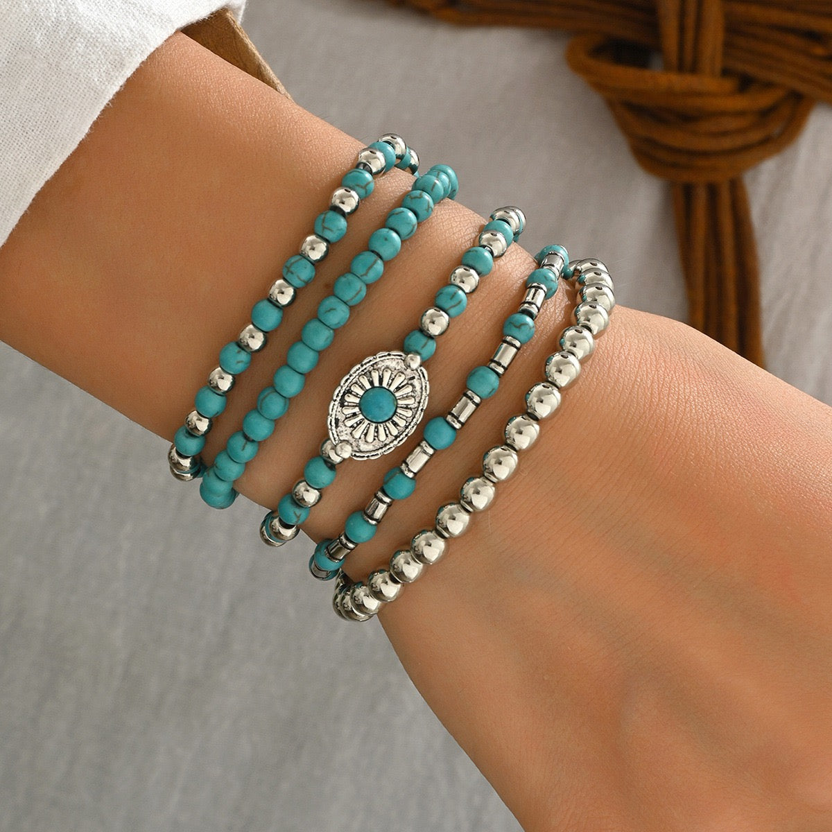 Western Legend Collection | 5-Piece Set with Engraved Cowboy Hat & Turquoise Bracelet