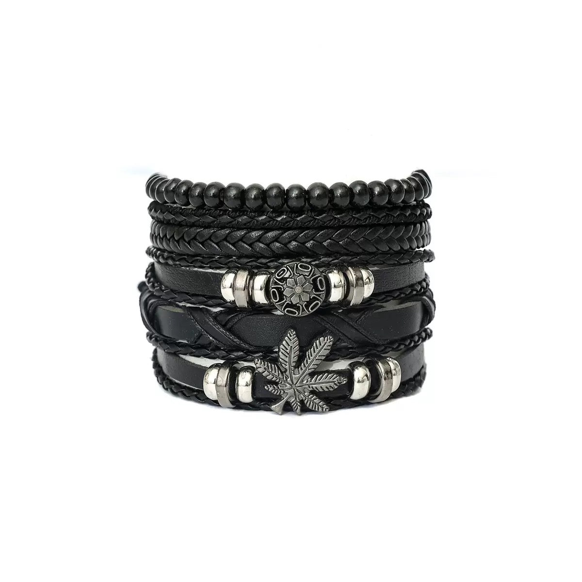 Braided Leather Bracelet for Men - Western Bull Skull & Feather Charm, Boho Outdoor Tribal Handmade Gift