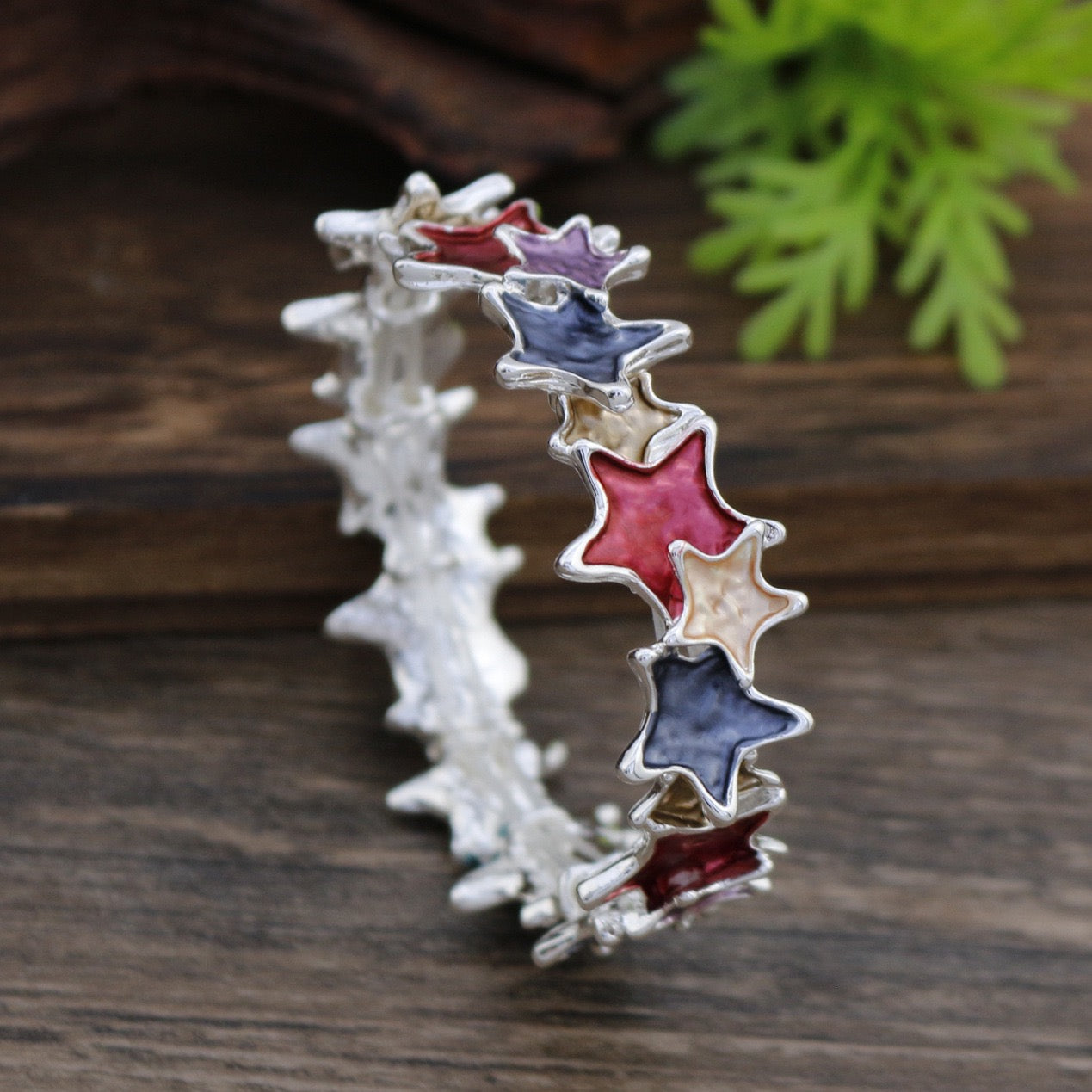 Enamel Star Stretch Bracelet for Women
