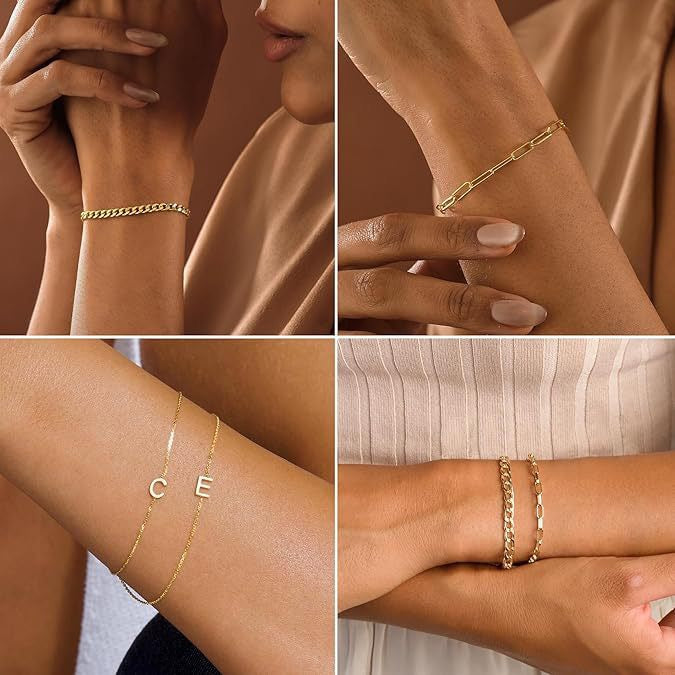 14K Gold Plated Alphabet Bracelet Set | 26-Charms for Layering & Customization