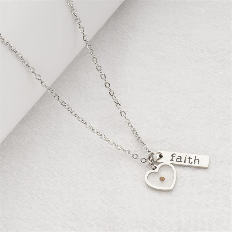 Faith as a Mustard Seed" Necklace in Stainless Steel - Inspirational Jewelry Gift