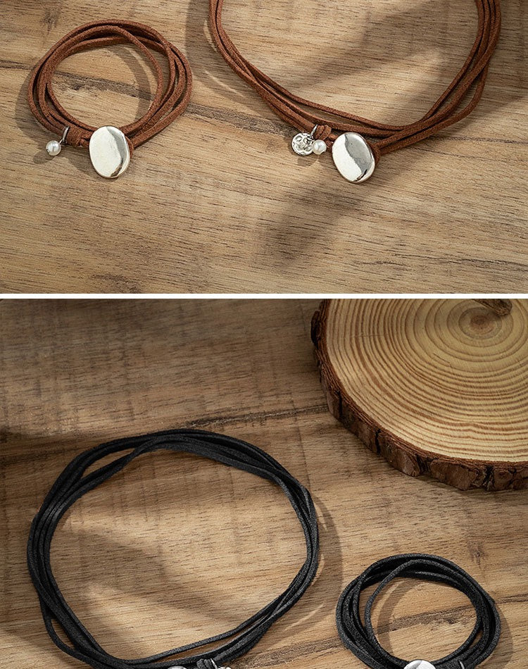 Double Layer Wrap Necklace｜Korean Velvet Choker Collarbone Chain｜Retro Minimalist High-End Pendant Necklace for Women