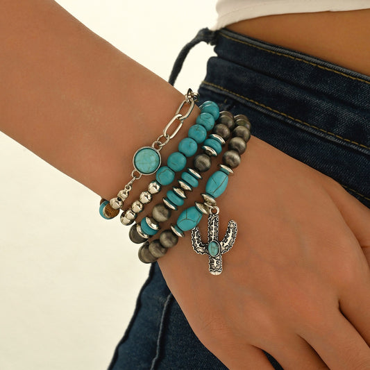 Western Legend Collection | 5-Piece Set with Engraved Cowboy Hat & Turquoise Bracelet