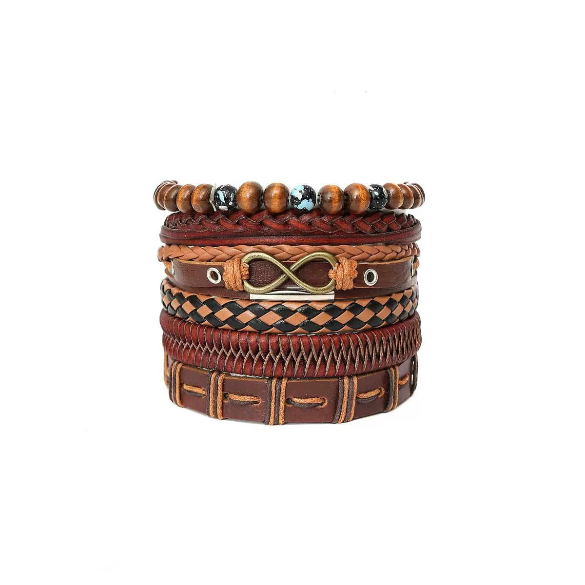 Braided Leather Bracelet for Men - Western Bull Skull & Feather Charm, Boho Outdoor Tribal Handmade Gift