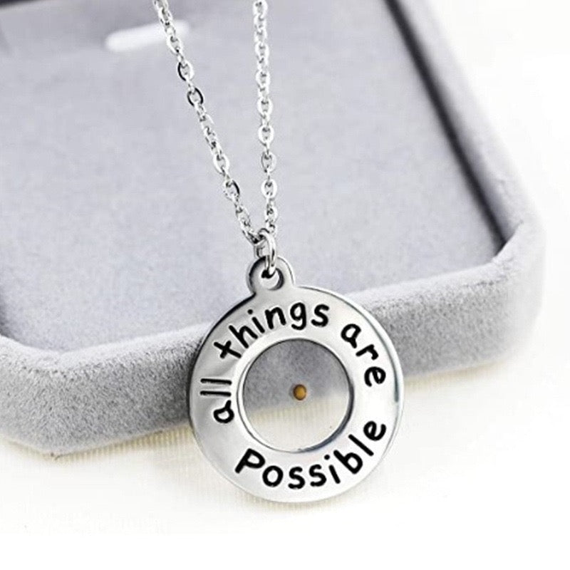 Faith as a Mustard Seed" Necklace in Stainless Steel - Inspirational Jewelry Gift