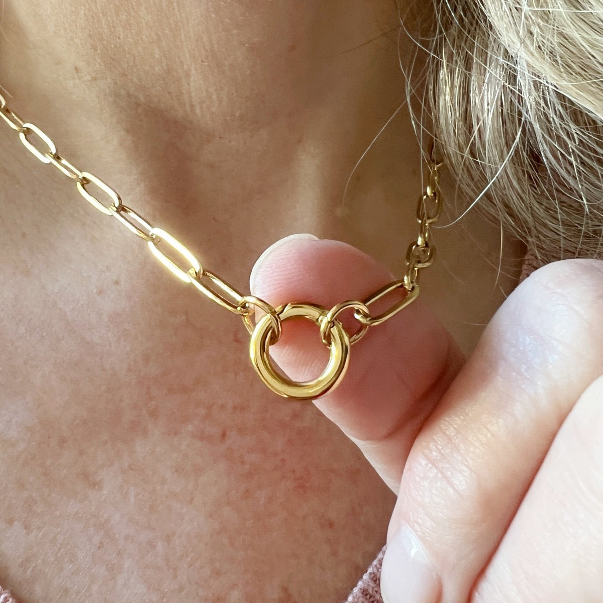 The Modular Link System | Stainless Steel Paperclip & Circle Pendant Necklace for Customizable Layering