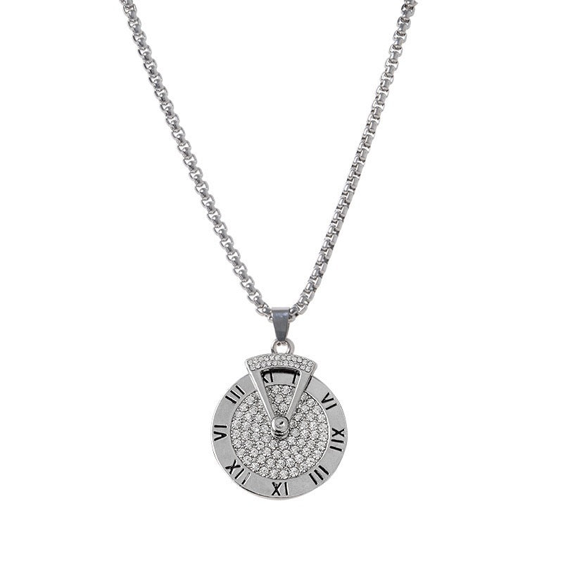 Momentum Shift Pendant Necklace | Spinning Roman Numeral Medallion in Minimalist Style