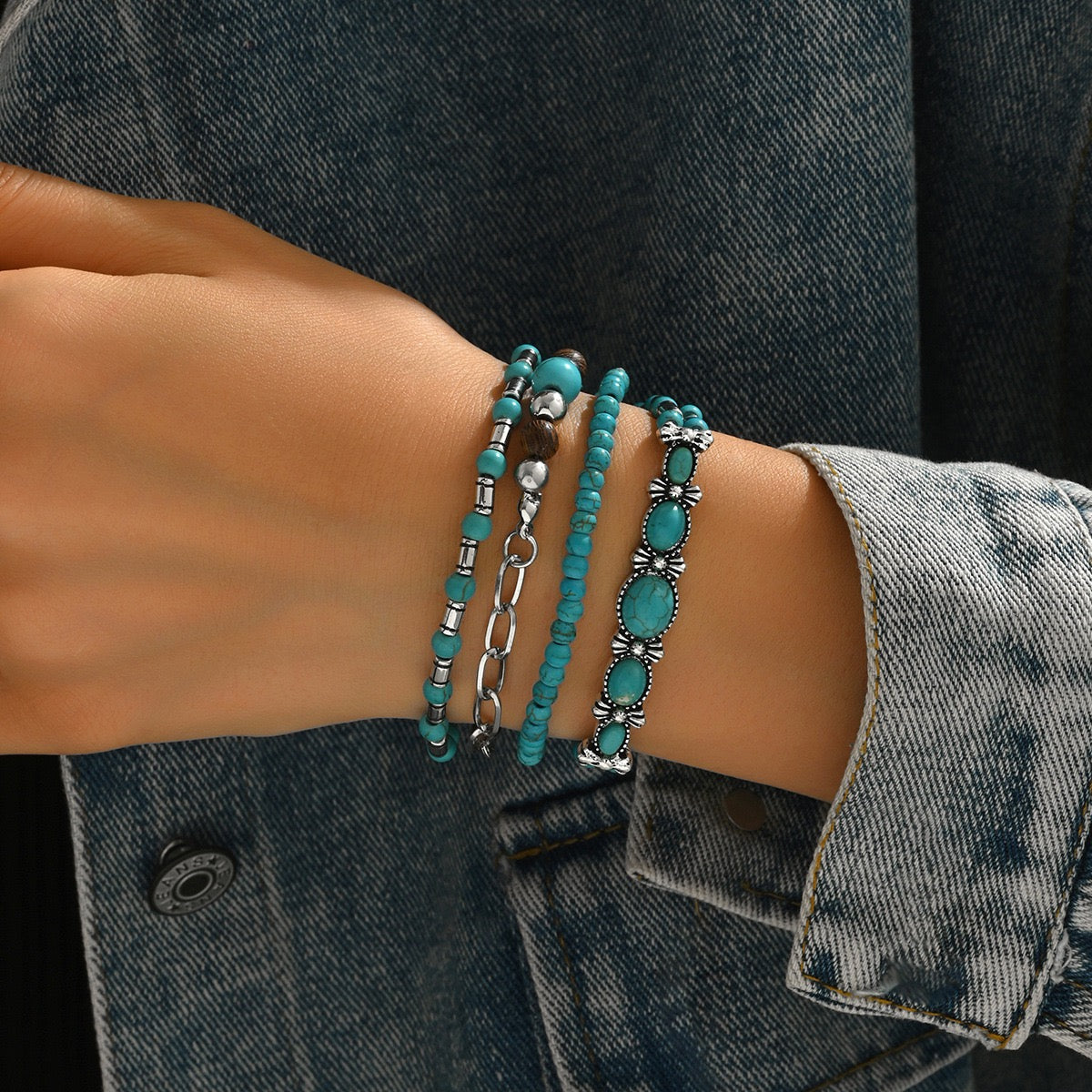 Western Legend Collection | 5-Piece Set with Engraved Cowboy Hat & Turquoise Bracelet